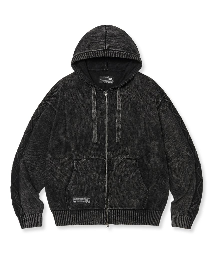 Brownbreath Tag Пигментный Вязаный Худи на Молнии - Угольный
