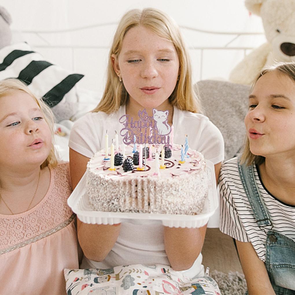 Украшение для торта «С днем рождения» в виде кота для тематической витрины для торта, декор для вечеринки, витрины для кексов, легкое оформление