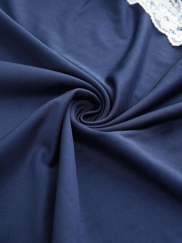 Rosegal Plus Size Кружевная отделка на шнуровке Двухцветный платок-топ