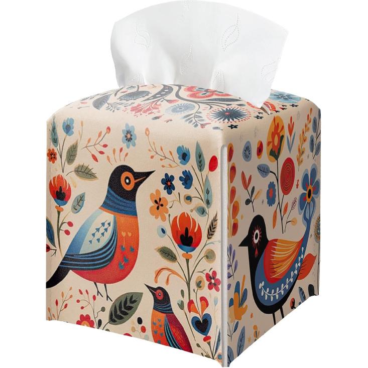 Cat Tissue Box Holder, Nordic Cat Leather Tissue Box Cover Square, Paper Napk Everyday Dispenser Accessories for Bathroom Vanity Countertop Night