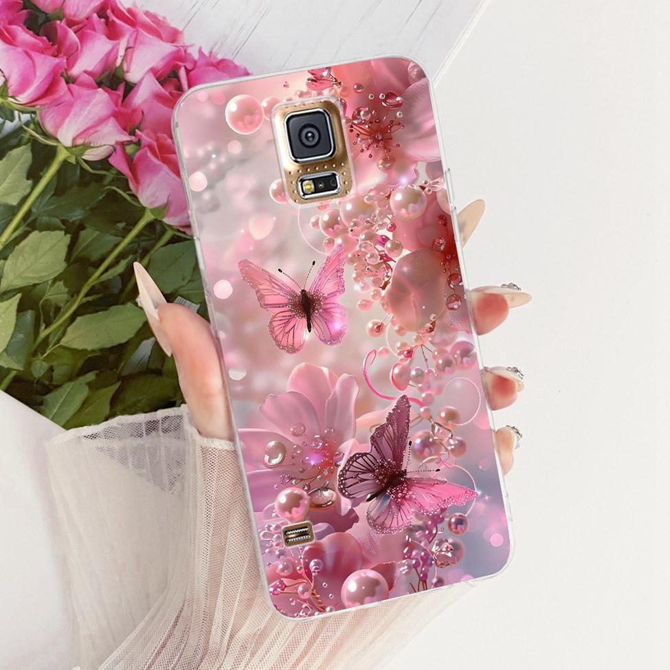 Transparent For Samsung S5 Case Fashion Butterfly Cute Cat Funny Painted Cover For Samsung Galaxy S5 SM-G900F SM-G900M Casing