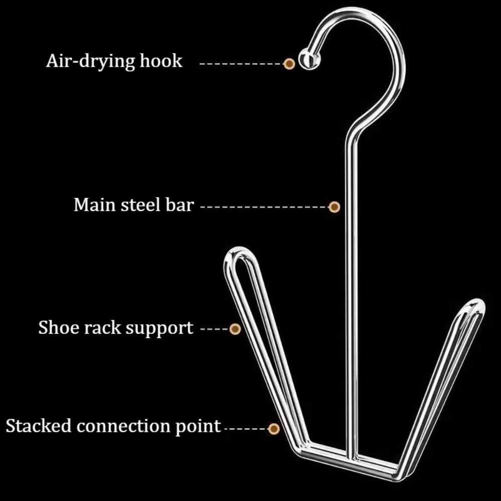 4Pcs/Pack Stainless Steel Clothes Hanger Hook Silver Storage Organizer New Shoe Drying Rack