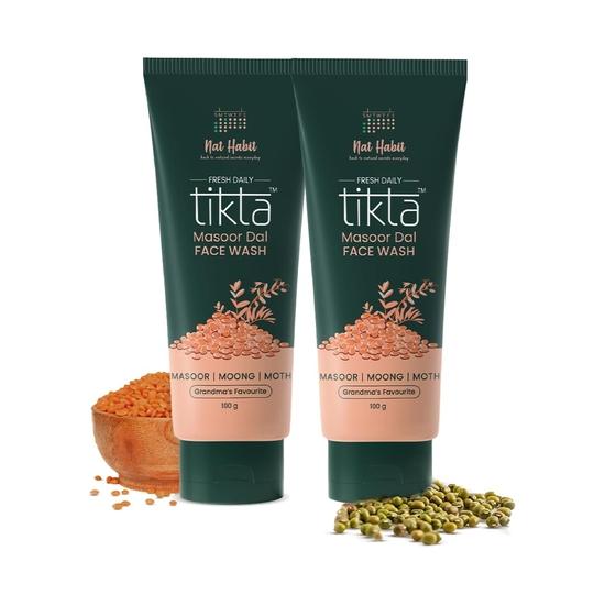 Средство для умывания Nat Habit Masoor Dal, Fresh Daily Tikta для мужчин и женщин, осветление кожи, с масуром и мотыльком далом (Упаковка 2 шт. по 100 г)