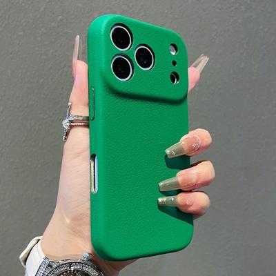 Роскошный матовый чехол из ПУ кожи с текстурой личи для Apple iPhone 17 16 15 14 13 Pro Max, полная защита камеры, ударопрочный, мягкий чехол