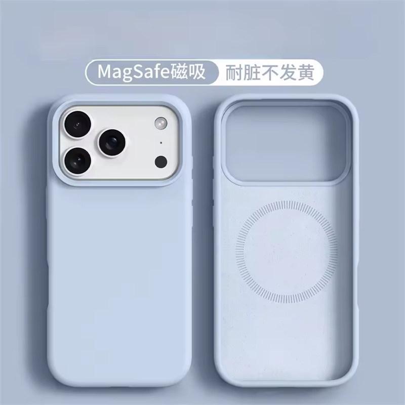 Магнитный чехол из жидкого силикона для MagSafe для IPhone 17 16 Pro Max 17 Ari 15 14 13 Однотонный Защита кожи Мягкая задняя крышка
