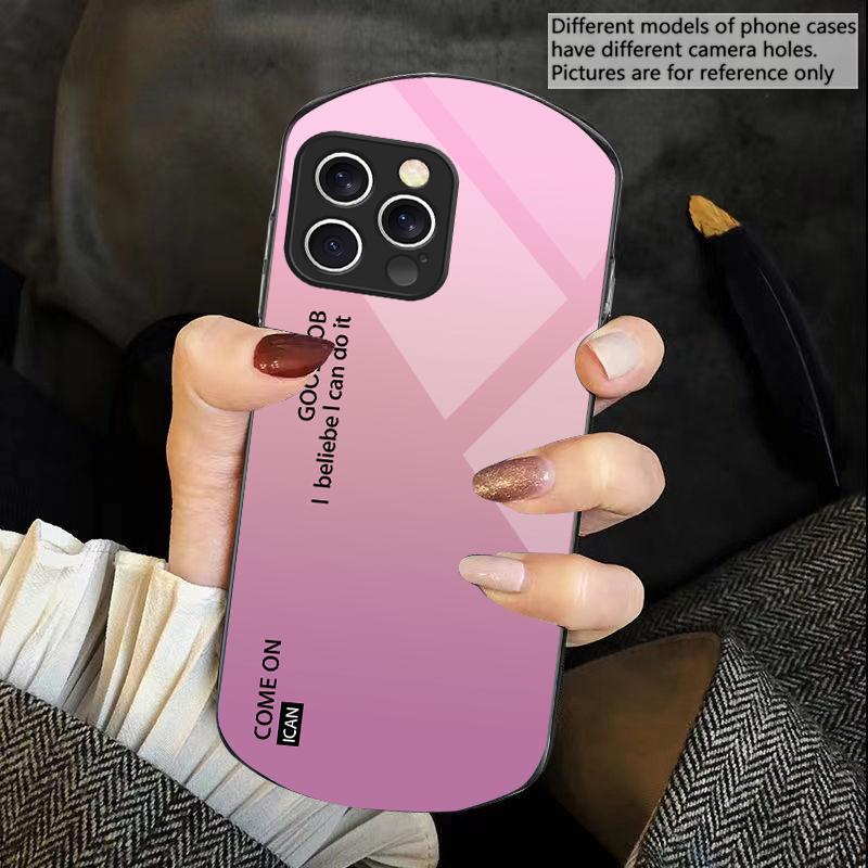 Однотонный градиентный Для iPhone 16 15 14 13 Plus 12 mini 11 Pro Max XR Xs X 7 8 6 6S 2022 Эллиптический чехол для телефона из закаленного стекла