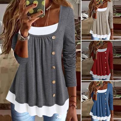 Женский пуловер, плиссированный универсальный эластичный весенне-осенний лоскутный цветной пуловер, блузка для работы