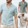 Summer Men Henley T Shirt Tops Casual Loose V Neck Short Sleeve Tee Pullover