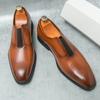 British New Pointed Brown Black Business Casual Shoes For Men Formal Wedding Prom Dress Homecoming Pageant Zapatillas Hombre
