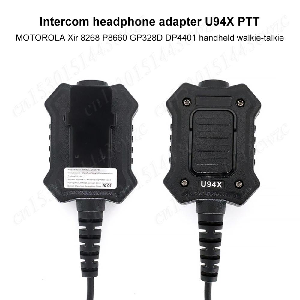U94X PTT Headphone Adapter Headset PTT Adapter Push To Talk Button Connector Cable for Motorola Xir 8268 P8660 DP4401 GP328D