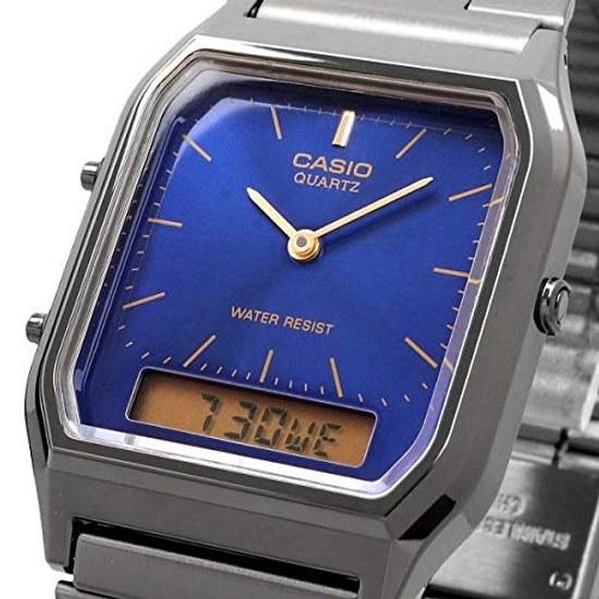 CASIO Ана-Цифровые Кварцевые Наручные Часы Серия Vintage AQ-230GG-2A Унисекс Двойное Время Синие Зарубежная Модель
