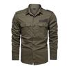 Spring and Autumn New Solid Color Shirt Men's Loose Long-sleeved Pocket Shirt Trendy Handsome Casual Versatile Top