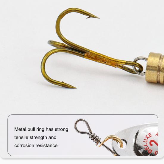 10Pcs 6.3CM/7G Spinner Blade Lure with Hook Hard Metal Spinnerbait Rotating Sequin Lure Rig Saltwater Freshwater Walleye Bass Fishing Accessories