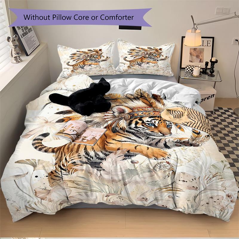 Tiger Warrior Spirit Print 3Pcs Bedding Setduvet Cover With 2 Bedropillowcase Home Birthday Gift