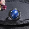 Серебряные Кольца Большие Натуральные 10x14MM Кольцо с Черным Агатом для Женщин Мужчин Серебряные Вечерние Украшения Бычий Глаз Бирюза Лазурит