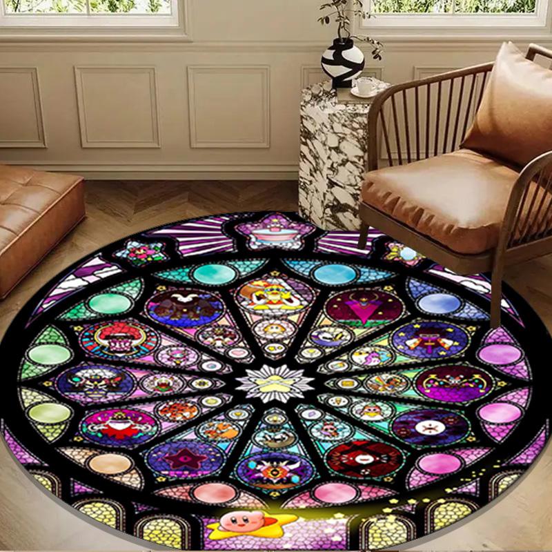 Stained Glass Pika Fantasy Round Rug for Livingroom,Bedroom, Palyroom, Chair Rug, Area rug, Circle Carpet, Large Size Fan Christmas gift