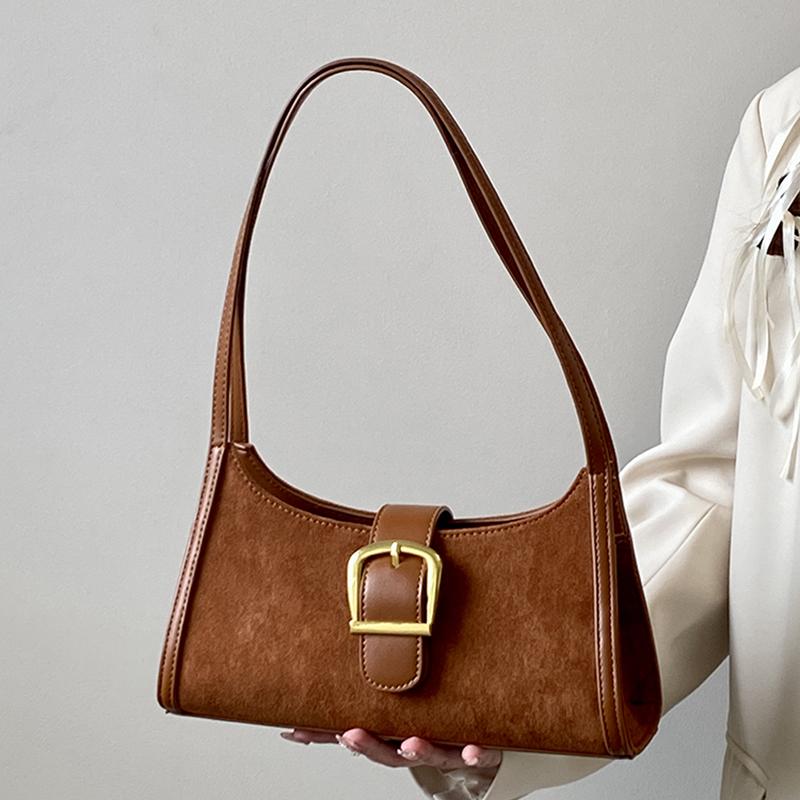 Коричневая Ретро Сумка Под Мышку Женская Осенне-Зимняя Бархатная Роскошная Сумка на Одно Плечо Новая Мода Универсальные Сумки Тренд