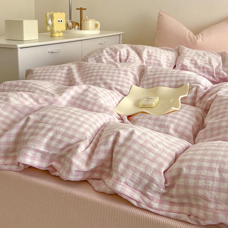 Checkerboard Bedding Set No Comforter Quilt Duvet Cover Pillowcase Flat Sheet Single Queen Size Polyester Bedclothes