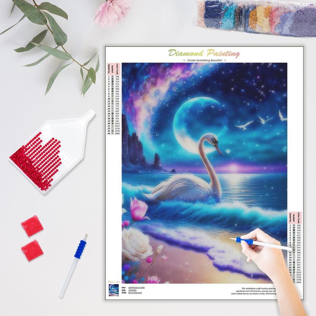 5D Diamond Painting Animal Swan DIY Full Mosaic Rose Embroidery Creative Hobbies Wall Decor 30x40cm/12x16inch