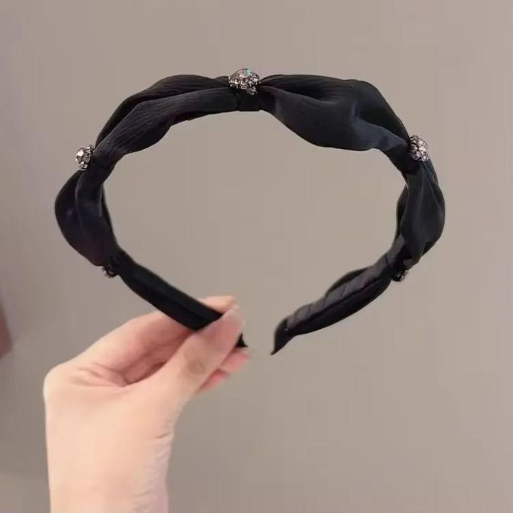 Diamond Encrusted Anti Slip Hairband Handmade Elegant Hair Clip Satin Hairband For Women