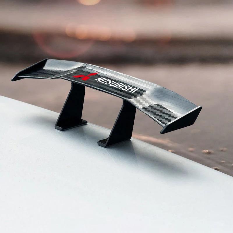 Car Mini Spoiler Tail Wing Carbon Fiber Look Tail Wings Model Decoration Emblem For Mitsubishi ASX Lancer 10 Pajero Outlander