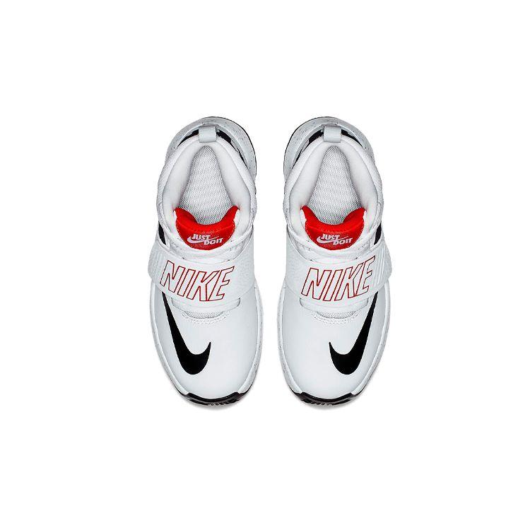 Nike Team Hustle D8 PS Just Do It Kids Sneakers White Light-Crimson-Wolf-Grey-Black AQ9976-100