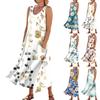 Sleeveless Dress For Women Women's Summer Casual Fashion Printed Sleeveless Round Neck Pocket Dress