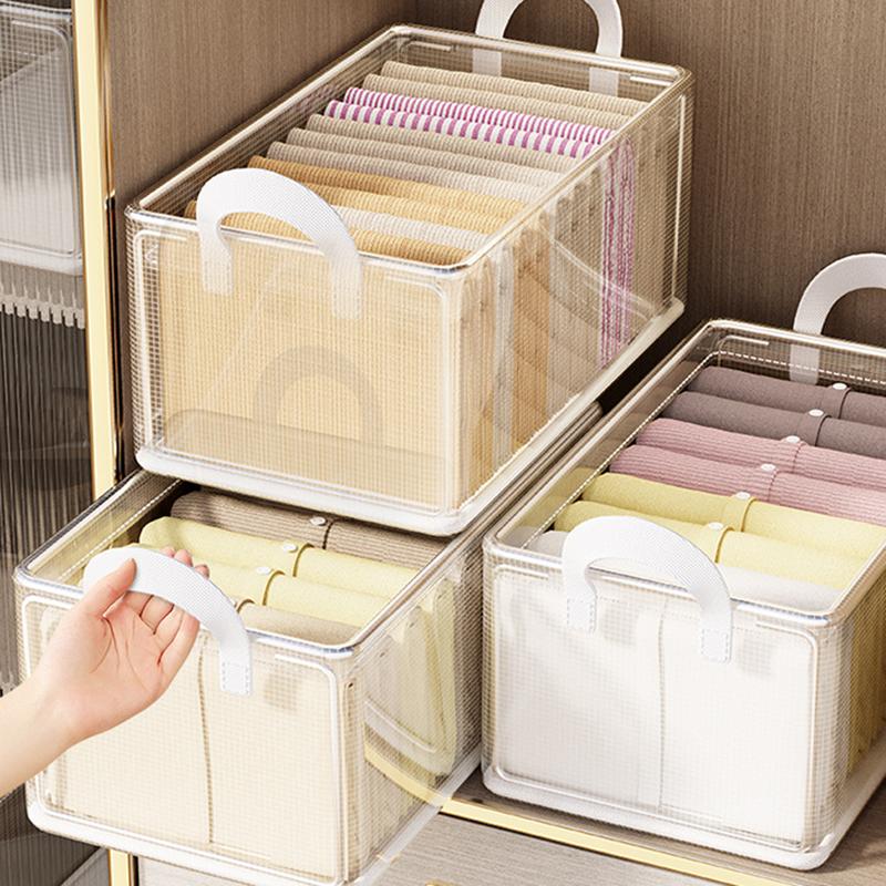 Прозрачная корзина для хранения одежды из ПВХ, ящик для хранения нижнего белья, каркас из нержавеющей стали, органайзер для гардероба, водонепроницаемая тканевая коробка