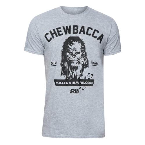 STAR WARS Мужская футболка с принтом Чубакки в стиле колледжа, меланжевая