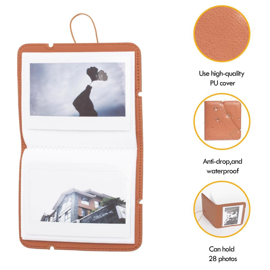 Rieibi FUJIFILM Instax Cute Instax Compatible with Polaroid Instax Instax Album Inch Holds 28 Can Also Store Business Cards and Cash PU Album for