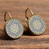 Ethnic Women Sunflower Bohemian Round Faux Gem Clip Leaverback Earrings Jewelry
