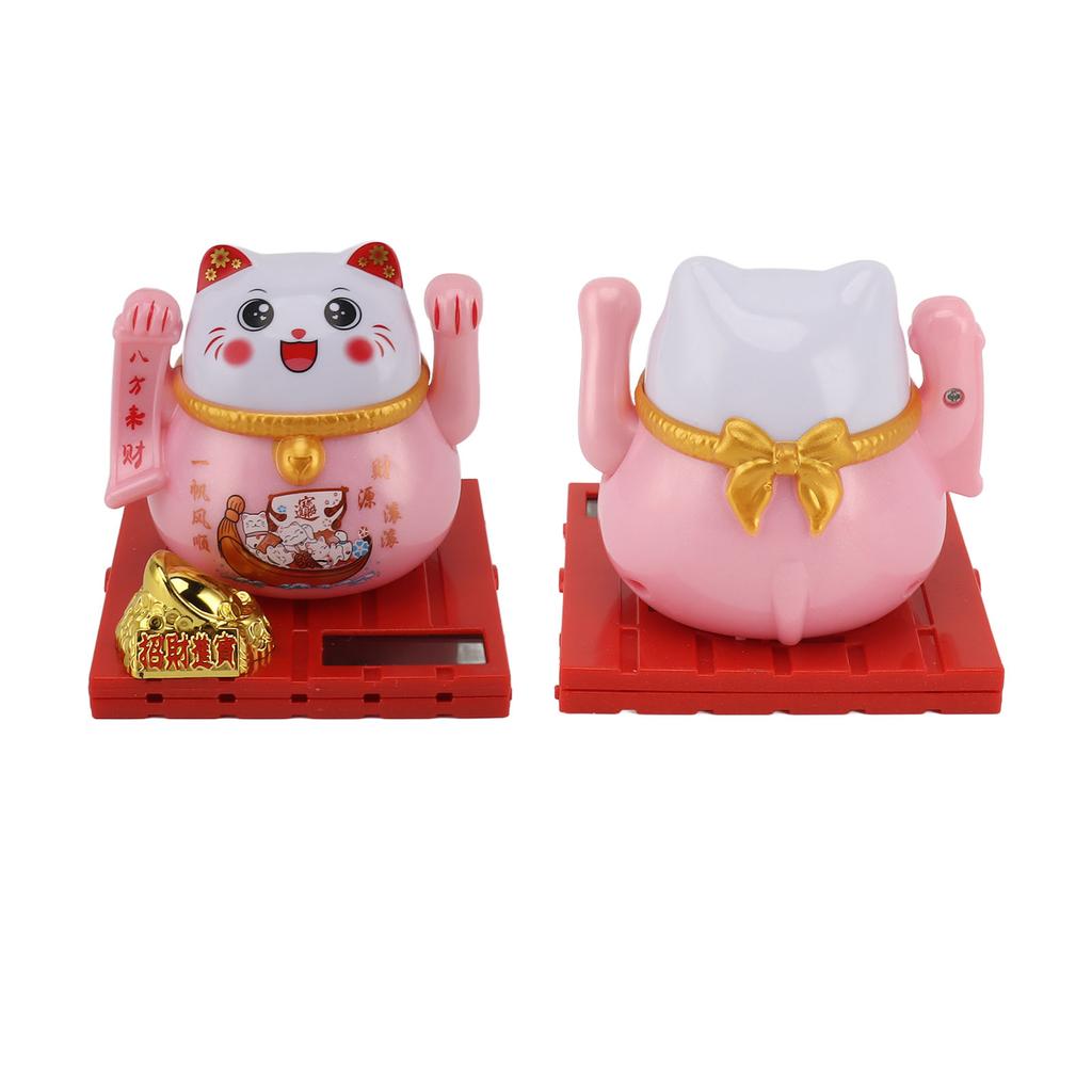 Кот на солнечной батарее, яркий, энергосберегающий, машущий кот на солнечной батарее, приветствующий богатство