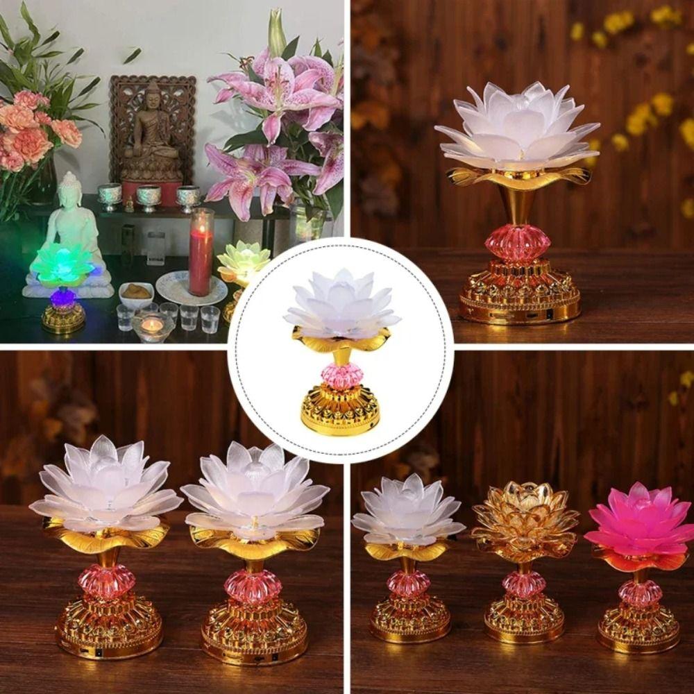 220V Buddhist Lamp LED Night Light Buddha Music Machine Lotus Flower Lamp Temple