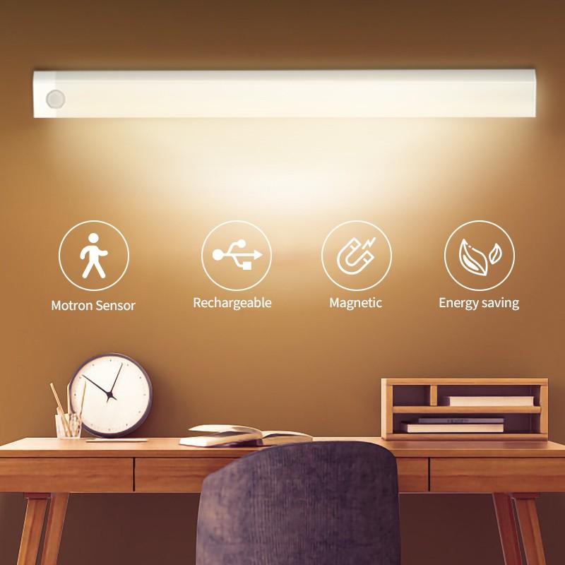 Светодиодный светильник с датчиком движения для шкафа, перезаряжаемый через USB светодиодный ночник, светильник для лестницы, шкафа, проход для комнаты, освещение шкафа