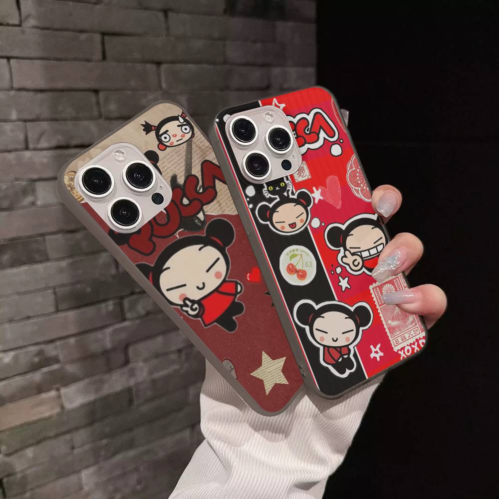 Popular Animation P-Pucca Phone Case For IPhone 17 16 15 11 12 13 14 Pro Max Soft Corrugated Silicone Cover Case