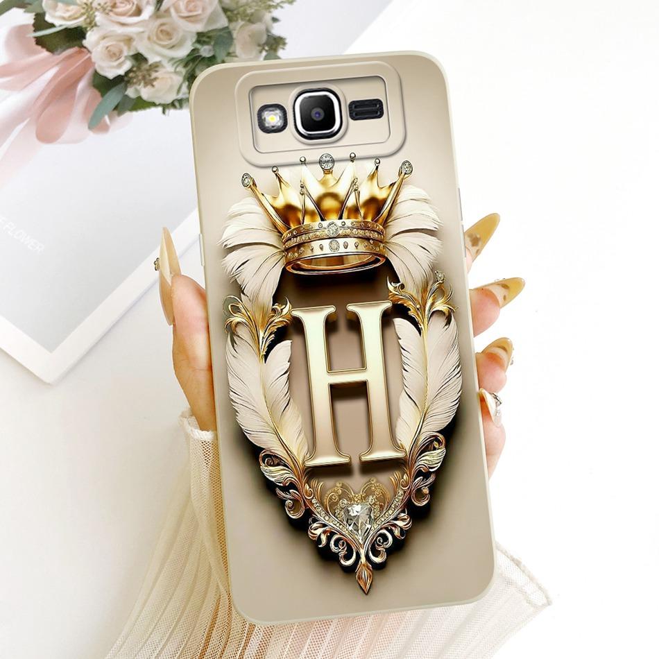 For Samsung Galaxy J2 Prime Grand Prime G530 G531F G532G Feather Crown Initial Letter Phone Case Soft Silicone Covers Bumpers