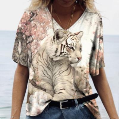 Женская футболка с короткими рукавами и 3D-принтом с изображением тигра, леопарда и различными узорами