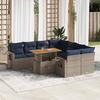 VidaXL Garden Lounge Set 9 Pcs with Grey Cushions Wicker, Outdoor Sofa Set, Corner Sofa Set 3327134