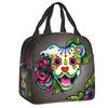 Smiling Pit Bull In White Portable Lunch Box Pitbull Sugar Skull Dog Bull Terrier Cooler Thermal Food Insulated Lunch Bag