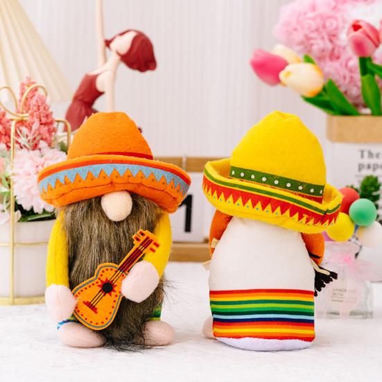 Thanksgiving Festival Doll Hold Plush Doll Faceless Dwarf Gnomes A Guitar Plush Toy Mexico Carnival Party Gnomes