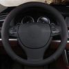 38cm Steering Wheel Cover PU Leather Anti Slip Steer Wheel Protector Breathable Fiber Braid Universal Steering Cover