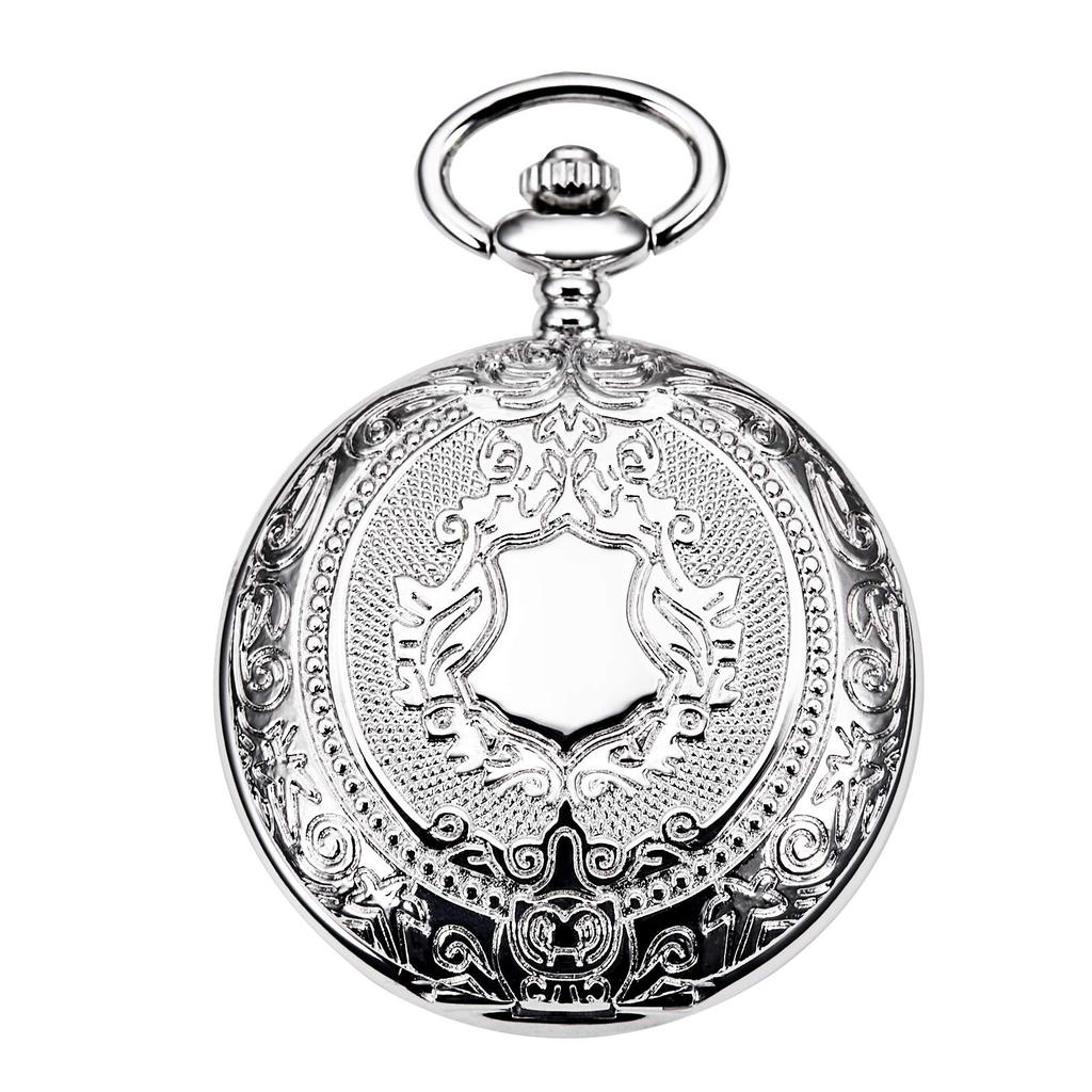 TREEWETO Механические карманные часы с римскими цифрами и скелетоном, серебристая цепочка, ручной завод