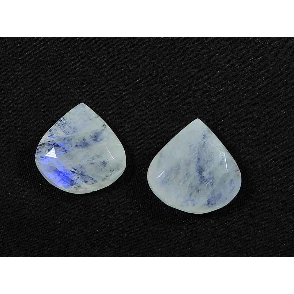 15X15MM натуральный радужный лунный камень грушевидной формы с двухсторонней гранью драгоценный камень 2 шт. лот RML-891