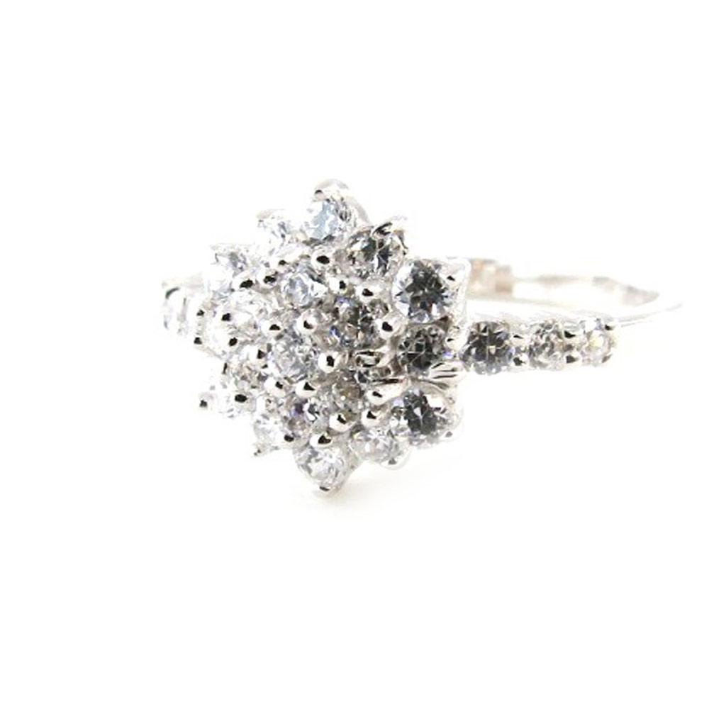 Серебряное кольцо "Богиня" белое серебро (родий) - 10 мм