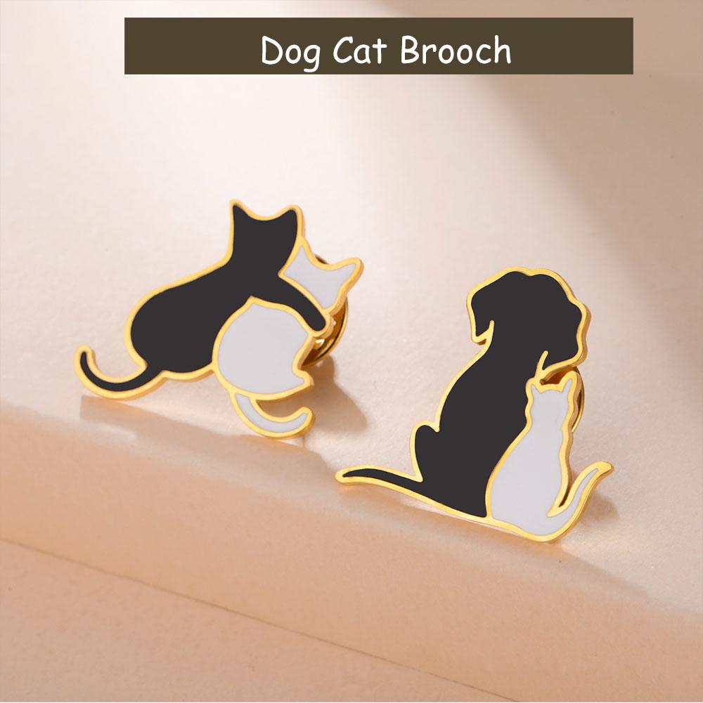 Cazador Cute Cat Dog Lapel Pins Brooch for Women Stainless Steel Animal Puppy Kitten Suit Backpack Badges Jewelry 2026 Wholesale