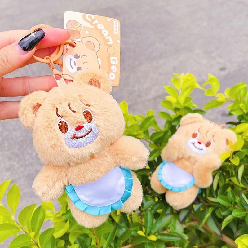 Милая плюшевая игрушка в виде медведя из Таиланда, плюшевая желтая кукла-медведь, брелок для ключей, мультяшная плюшевая кукла, держатель для ключей, сумка, кулон, подарок для пары