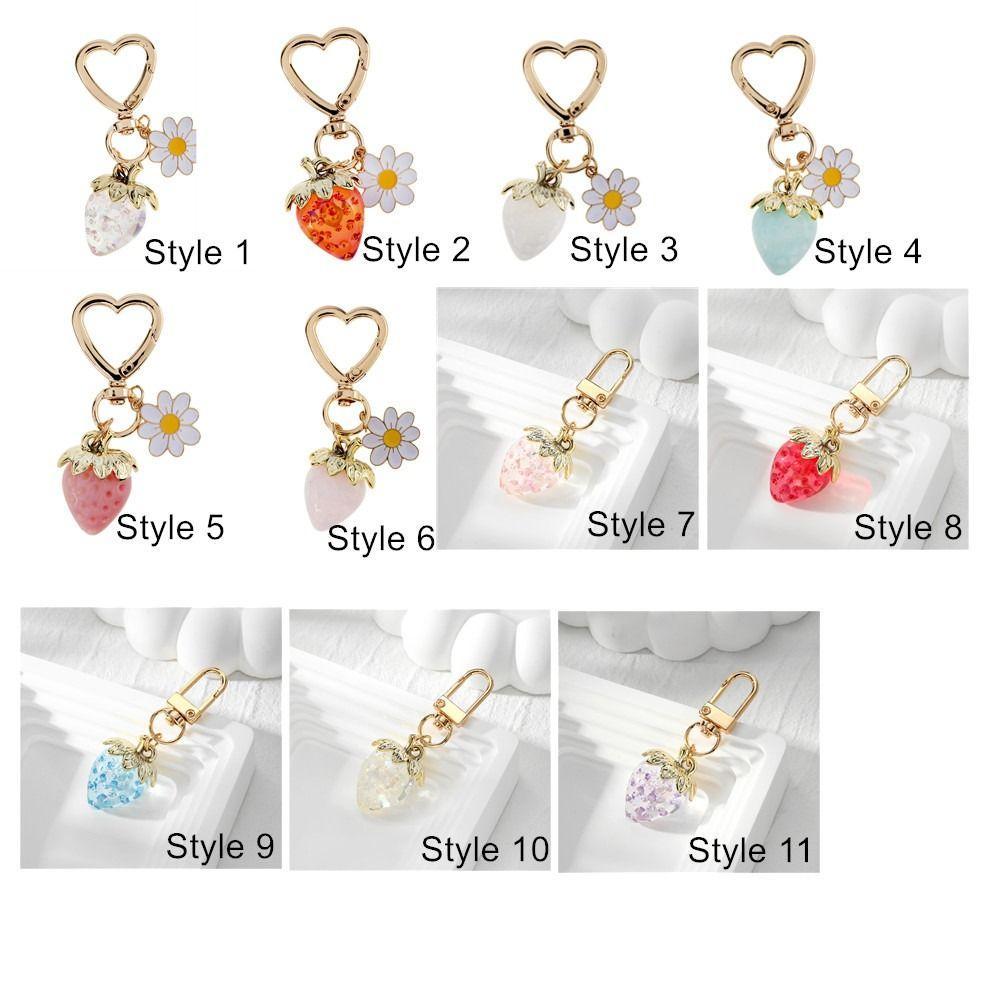 Ornament Fruit Pendant Colorful Strawberry Keyring Fashion Strawberry Keychain  Jewelry Gift
