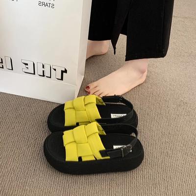 Модные женские сандалии в римском стиле высокого класса, летняя уличная обувь, толстая подошва, увеличивающая рост, плетеные пляжные шлепанцы для отпуска