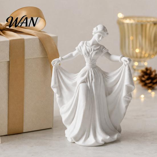 3D Printed Home Decor Dancer Figurine, Elegant Dance Girl Statue with Flowing Dress, Aesthetic PLA Art Classical Ornament Sculpture for Decor, Modern