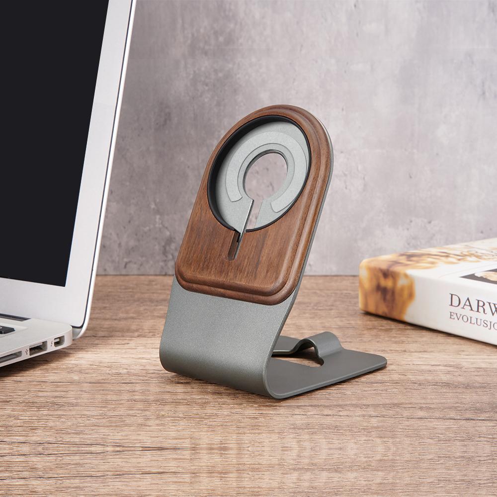 Подставка для телефона Apple iPhone 15 Magsafe из дерева с беспроводной зарядкой, подставка для настольного телефона из алюминиевого сплава